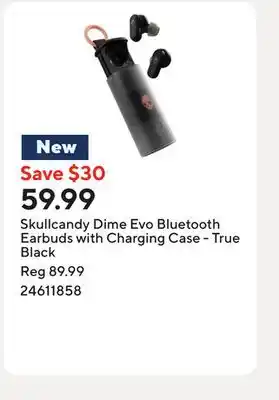 Staples Skullcandy Dime Evo Bluetooth Earbuds with Charging Case - True Black offer