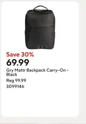 Staples Gry Mattr Backpack Carry-On - Black offer