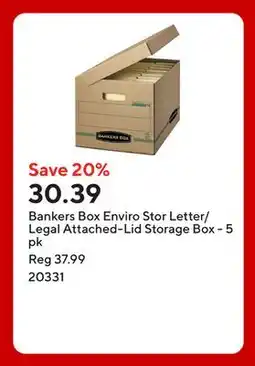 Staples Bankers Box Enviro Stor Letter/Legal Attached-Lid Storage Box - 5 pk offer