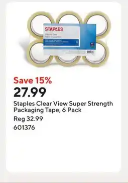 Staples Staples Clear View Super Strength Packaging Tape, 6 Pack offer