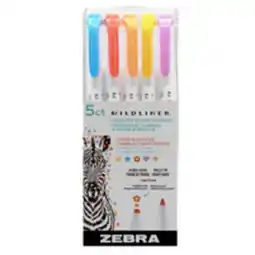 Staples Zebra Dual tip Highlighters - Stamp and Fine Bullet - Assorted Colours - Set of 5 offer
