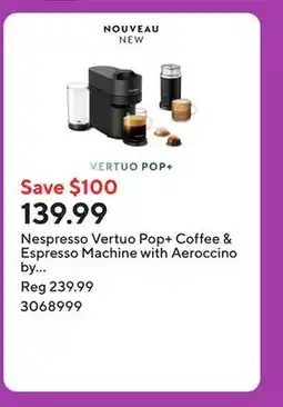 Staples Nespresso Vertuo Pop+ Coffee & Espresso Machine with Aeroccino by De Longhi - Liquorice Black offer
