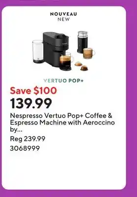Staples Nespresso Vertuo Pop+ Coffee & Espresso Machine with Aeroccino by De Longhi - Liquorice Black offer