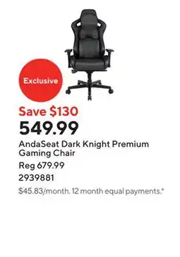 Staples AndaSeat Dark Knight Premium Gaming Chair offer