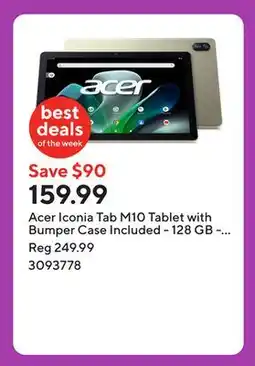 Staples Acer Iconia Tab M10 Tablet with Bumper Case Included - 128 GB - Champagne offer