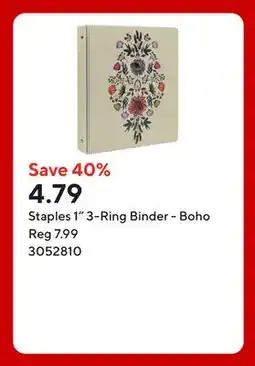 Staples Staples 1 3-Ring Binder - Boho offer