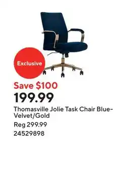 Staples Thomasville Jolie Task Chair BlueVelvet/Gold offer