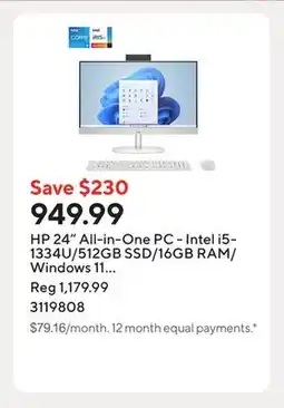 Staples HP 24 All-in-One PC - Intel i5-1334U/512GB SSD/16GB RAM/Windows 11 Home offer