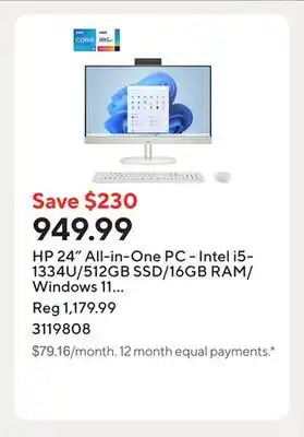 Staples HP 24 All-in-One PC - Intel i5-1334U/512GB SSD/16GB RAM/Windows 11 Home offer