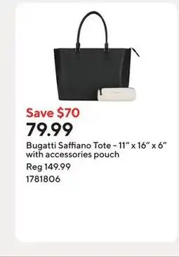 Staples Bugatti Saffiano Tote - 11 x 16 x 6 with accessories pouch offer