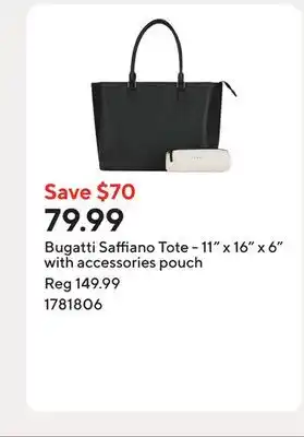 Staples Bugatti Saffiano Tote - 11 x 16 x 6 with accessories pouch offer
