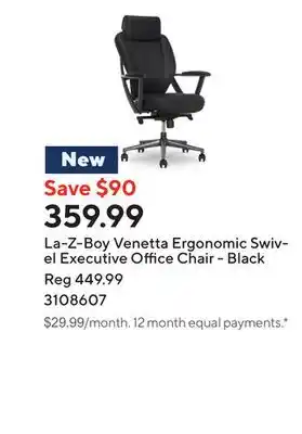 Staples La-Z-Boy Venetta Ergonomic Swivel Executive Office Chair - Black offer