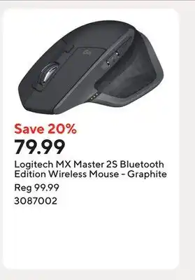 Staples Logitech MX Master 2S Bluetooth Edition Wireless Mouse - Graphite offer
