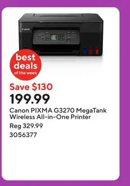 Staples Canon PIXMA G3270 MegaTank Wireless All-in-One Printer offer
