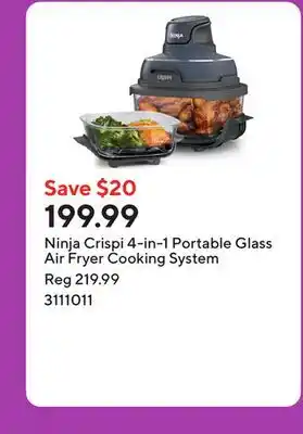 Staples Ninja Crispi 4-in-1 Portable Glass Air Fryer Cooking System offer