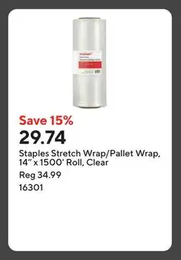 Staples Staples Stretch Wrap/Pallet Wrap, 14 x 1500' Roll, Clear offer