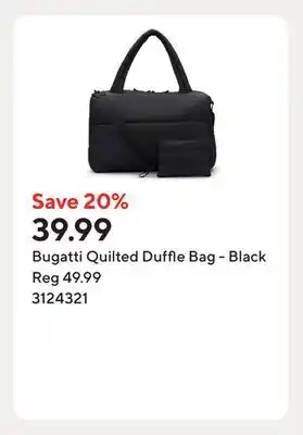 Staples Bugatti Quilted Duffle Bag - Black offer