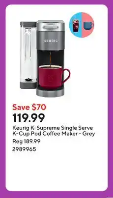 Staples Keurig K-Supreme Single Serve K-Cup Pod Coffee Maker - Grey offer