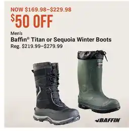 Cabela's Men's Baffin Titan or Sequoia Winter Boots offer