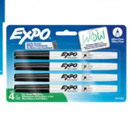 Staples Expo Low Odor Dry Erase Markers - Ultra Fine Tip - Black - 4 Pack offer