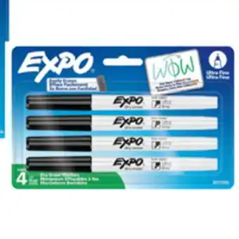 Staples Expo Low Odor Dry Erase Markers - Ultra Fine Tip - Black - 4 Pack offer