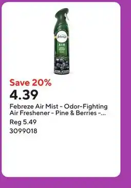 Staples Febreze Air Mist - Odor-Fighting Air Freshener - Pine & Berries - 8.8 oz. Aerosol Can offer