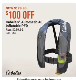 Cabela's Cabela's Automatic 40 Inflatable PFD offer