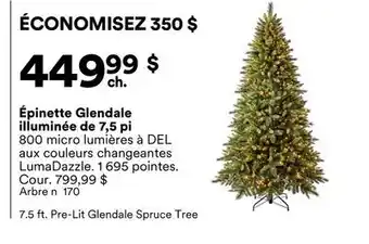 Michaels Épinette Glendale illuminée de 7,5 pi offer