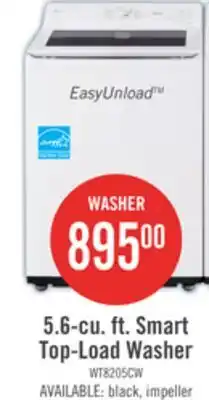 The Brick LG 5.6 Cu. Ft. Smart Top-Load Washer with EasyUnload and 7.3 Cu. Ft. Electric Dryer with AI Sensing offer