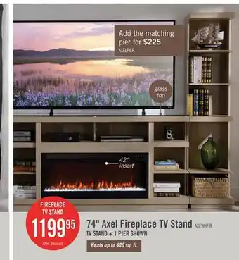 The Brick Axel 74 Modern Electric Fireplace TV Stand with Storage and Cable Management for TVs up to 85- Taupe offer