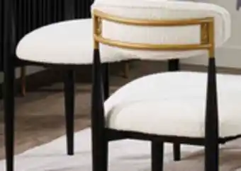 The Brick Kort & Co. Capri Counter-Height Stool with Boucle Fabric & Gold Accent, Metal - White offer