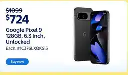 Walmart Google Pixel 9 128GB, 6.3 Inch, Unlocked offer