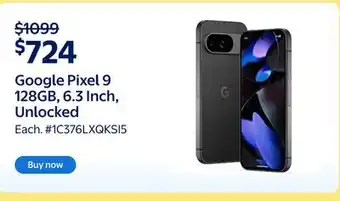Walmart Google Pixel 9 128GB, 6.3 Inch, Unlocked offer