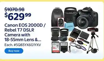 Walmart Canon EOS 2000D / Rebel T7 DSLR Camera with 18-55mm Lens & bundle offer