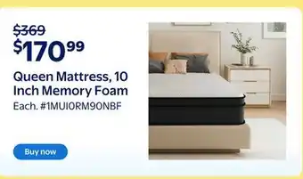 Walmart Queen Mattress, 10 Inch Memory Foam offer