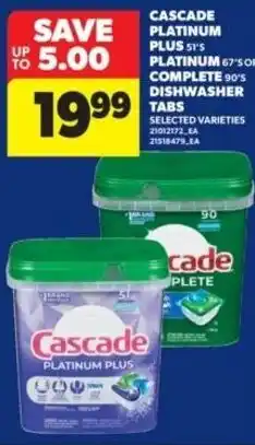 Real Canadian Superstore Cascade platinum plus platinum or complete dishwasher tabs offer