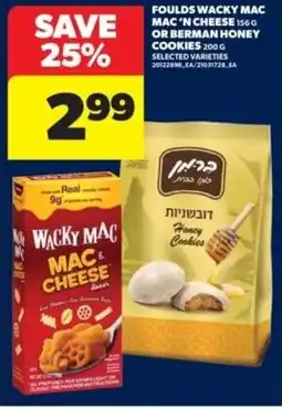 Real Canadian Superstore Foulds wacky mac mac 'n cheese or berman honey cookies offer