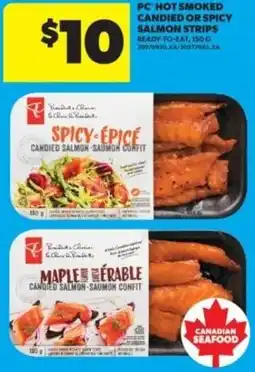 Real Canadian Superstore PC hot smoked candied or spicy salmon strips offer