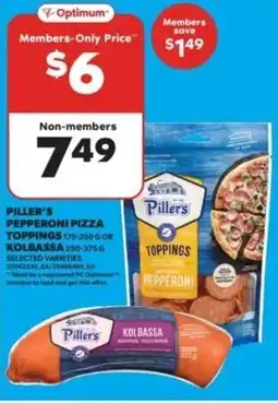 Real Canadian Superstore Piller's pepperoni pizza toppings or kolbassa offer