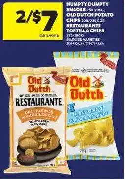 Real Canadian Superstore Humpty dumpty snacks, old dutch potato chips or restaurante tortilla chips offer