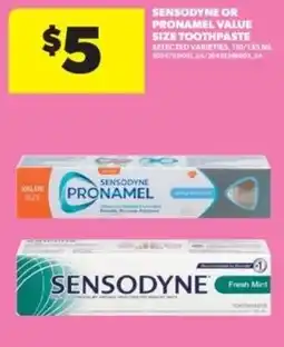 Real Canadian Superstore Sensodyne or pronamel value size toothpaste offer