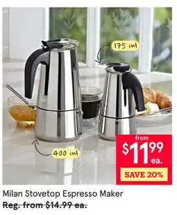 Kitchen Stuff Plus Milan Stovetop Espresso Maker offer