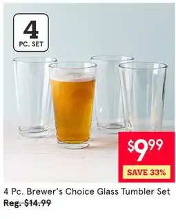 Kitchen Stuff Plus 4 Pc. Brewer's Choice Glass Tumbler Set offer