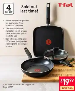 Kitchen Stuff Plus 4 Pc. T-Fal Essential Grill/Frypan Set offer