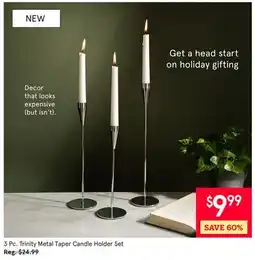 Kitchen Stuff Plus 3 Pc. Trinity Metal Taper Candle Holder Set offer