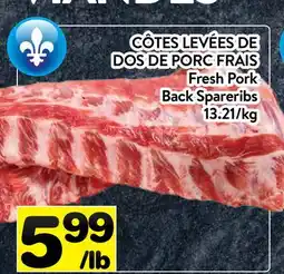 Supermarché PA CÔTES LEVÉES DE DOS DE PORC FRAIS | Fresh Pork Back Spareribs offer