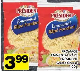Supermarché PA FROMAGE EMMENTAL RÂPE PRÉSIDENT | Grated Cheese offer