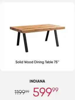 Meubles RD INDIANA Solid Wood Dining Table 75'' offer