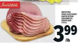 Metro Irresistible spiral sliced honey ham or artisan semi boneless smoked ham offer