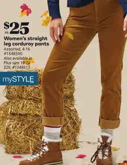 Giant Tiger MyStyle Women's straight leg corduroy pants offer